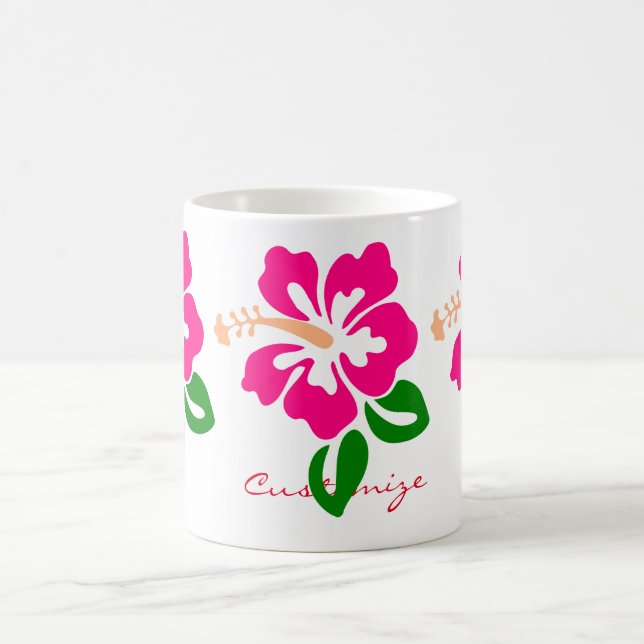 Caneca De Café Tropical Rosa Hibiscus Flower Thunder_Cove (Centro)
