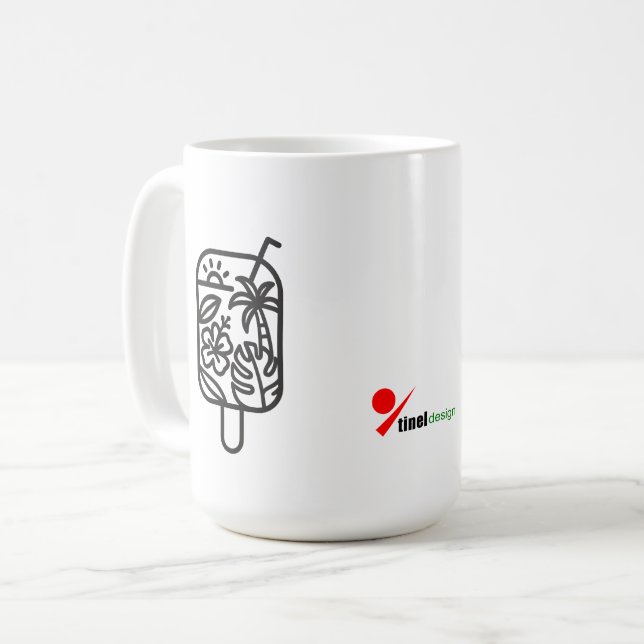 Caneca de Café Tropical Summer Sips | Linha Minima (Frente Esquerda)