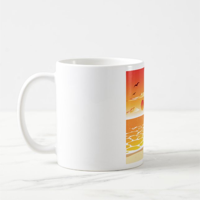 Caneca De Café Tropical Sunset Beach Palm Tree Island (Esquerda)