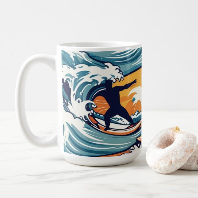 Caneca De Café Tropical Surfer (Com Donut)