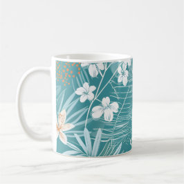 Caneca De Café Tropical Turquoise & Terracotta Hibiscus Floral 