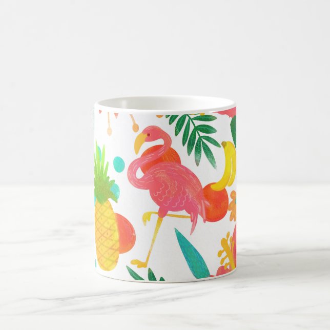 Caneca De Café Tropical Vibes Folhas Florais Chic Verão (Centro)