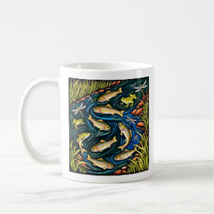 Caneca De Café Trout Stream Harmony - Peixes, Sapos e Arrastões d