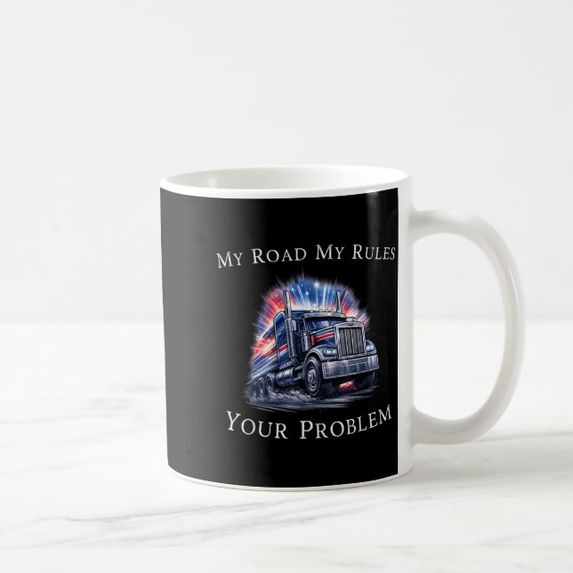 Caneca De Café Trucker American Flag Truck Driver  (Direita)