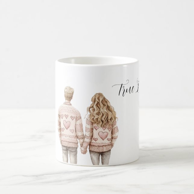 Caneca De Café True Love Pink Hearts Couple (Centro)
