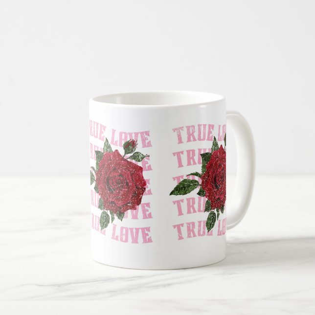 Caneca De Café True Love Rose Romantic Valentine's Day (Frente Esquerda)