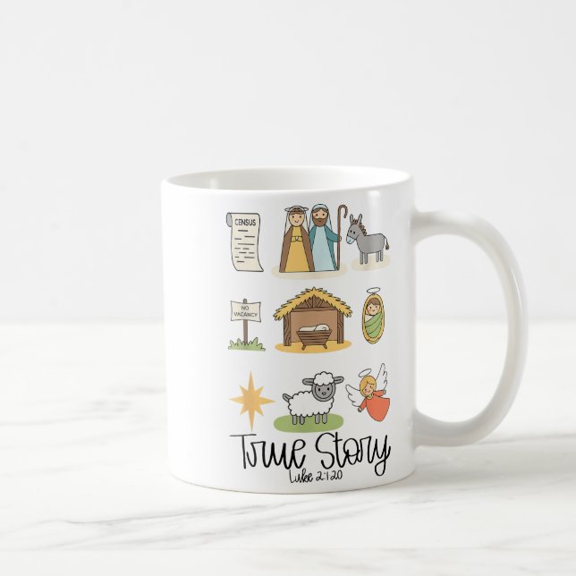 Caneca De Café True Story Jesus Nativity Christian Christmas  (Direita)