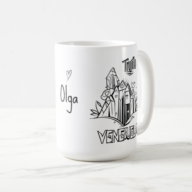 Caneca De Café Trujillo Venezuela diseño artístico | Virgen paz (Frente Esquerda)