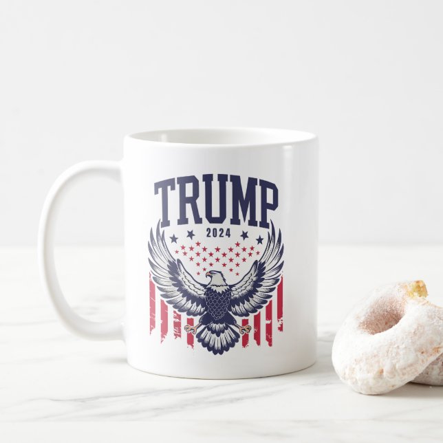 Caneca De Café Trump 2024 America Bald Eagle Pro Trump (Com Donut)