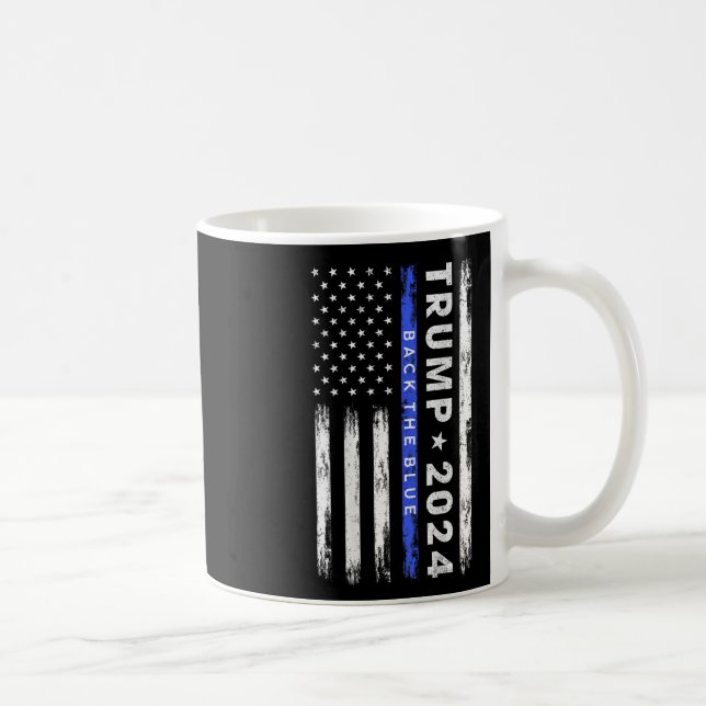 Caneca De Café Trump 2024 Back The Blue Thin Blue Line American (Direita)