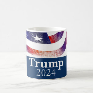 Caneca De Café Trump 2024 Faded American Flag Campaign