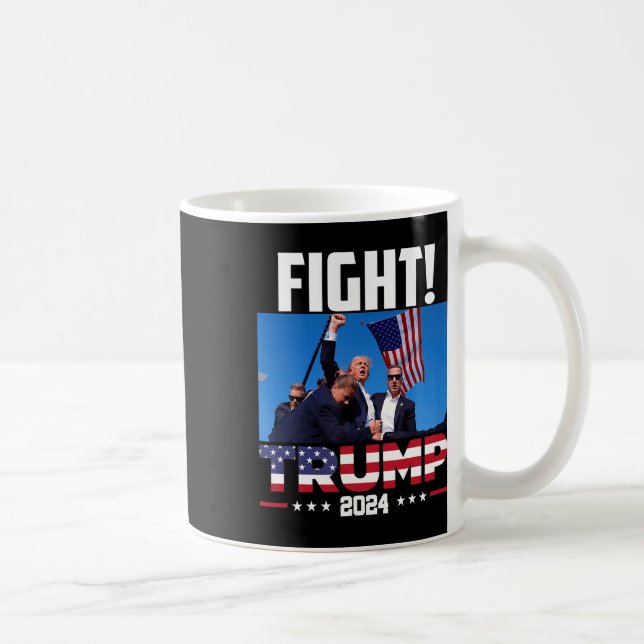 Caneca De Café Trump 2024 Fight Fist Rally Trump Rally 2024 Ameri (Direita)