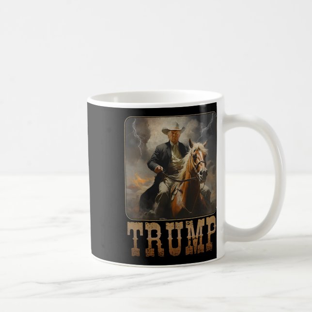 Caneca De Café Trump 2024 Presidente Cowboy Cavando Cavalo Oeste  (Direita)