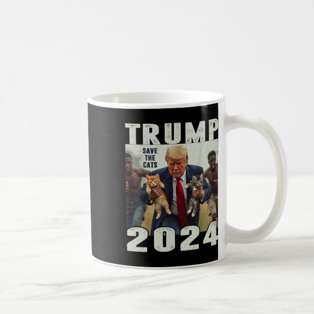 Caneca De Café Trump 2024 Salve Os Gatos Dizendo Debate (Direita)