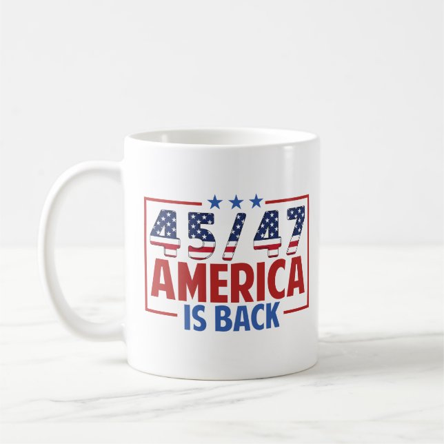 Caneca De Café Trump 45-47 América está de volta (Esquerda)