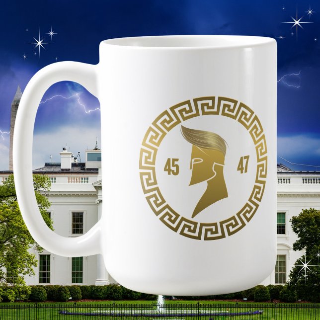 Caneca De Café Trump 45-47 Combover Espartano (Available on multiple types, sizes and colors of mugs and other products.  )