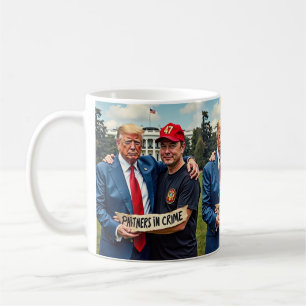 Caneca De Café Trump Elon Partners in Crime AI Art