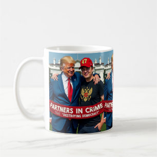 Caneca De Café Trump Elon Partners in Crime AI Art