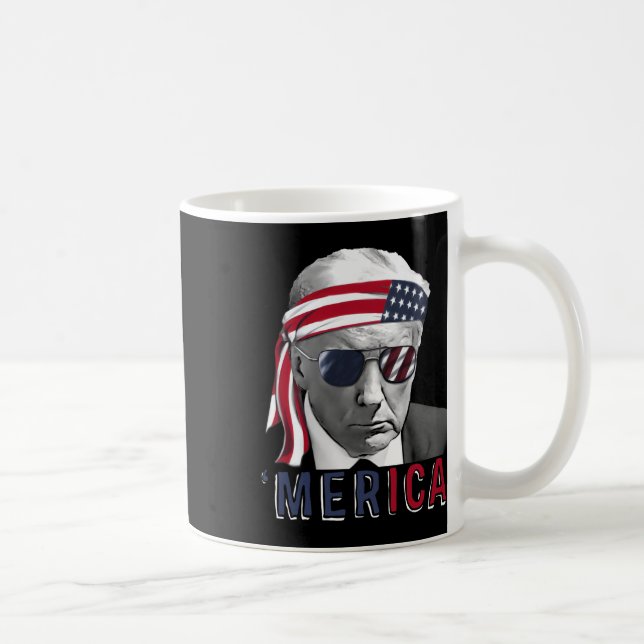 Caneca De Café Trump Feliz 4 de Julho Trump Bandeira Americana EU (Direita)
