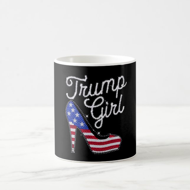 Caneca De Café Trump Girl High Heel American Flag Bling Patriot (Centro)
