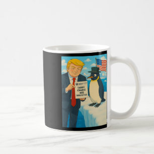 Caneca De Café Trump Impondo Tarifas À Política De Animes Pinguin