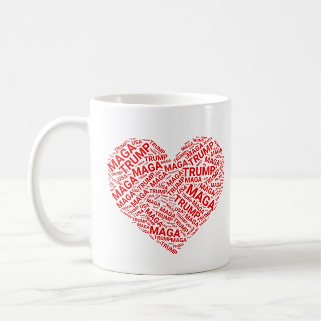 Caneca De Café Trump Love Heart Word Cloud Art (Esquerda)