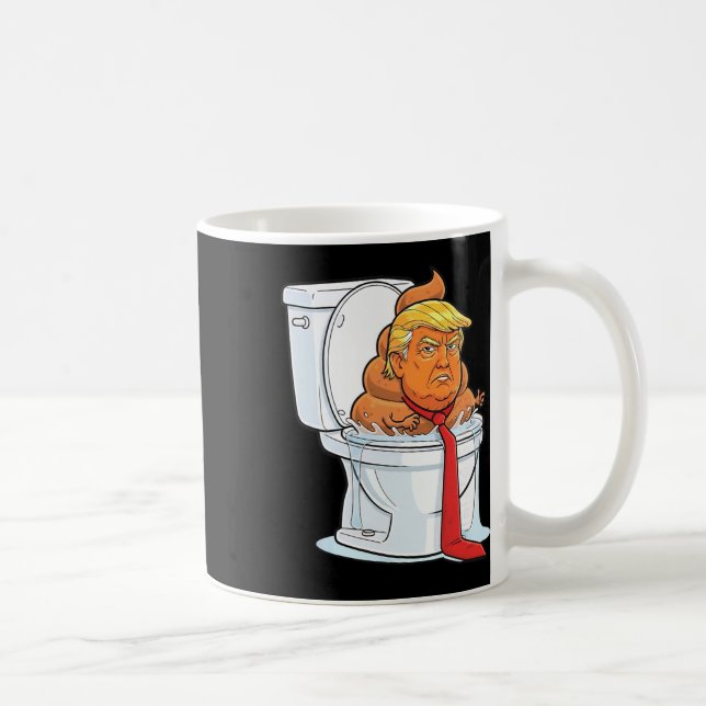 Caneca De Café Trump Merda no Vaso Sanitário  (Direita)