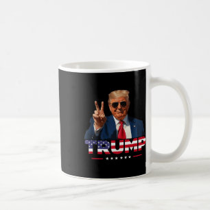 Caneca De Café Trump Peace Sign Hand Usa Flag Trump 2024