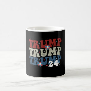 Caneca De Café Trump Retro Groovy Flower 24 2024 Eleição