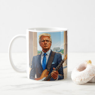 Caneca De Café Trump Tocando Monumento de Lincoln de Violão Elétr