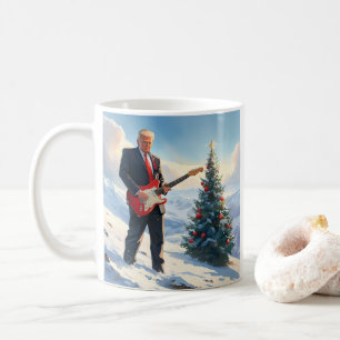 Caneca De Café Trump tocando violão elétrico na árvore de Natal