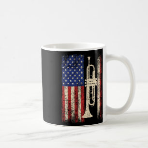 Caneca De Café Trumpet Eua American Flag Shirt Jazz Music Vintage