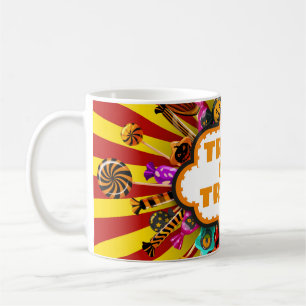 Caneca De Café Truque de Halloween ou Trate doces e doces. Outono