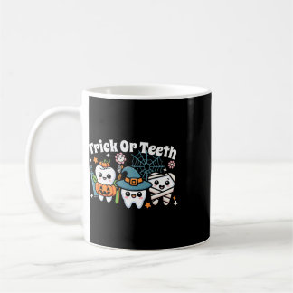 Caneca De Café Truque Engraçado ou Dentes de Halloween Higienista