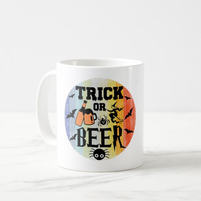 CANECA DE CAFÉ TRUQUE OU CERVEJA - HALLOWEEN (Frente Esquerda)