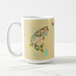Caneca De Café Truta personalizada do arco-íris 15oz. Mata Cerâmi