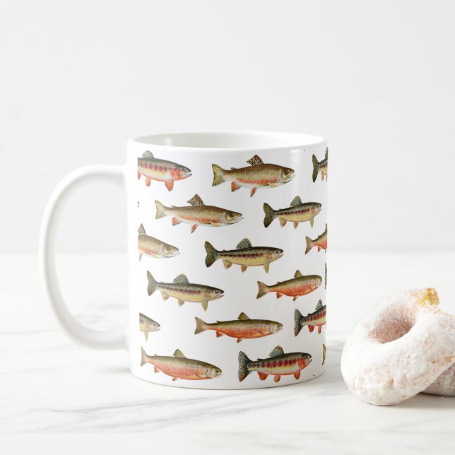 Caneca De Café Trutas em Abundância Pesca (Com Donut)