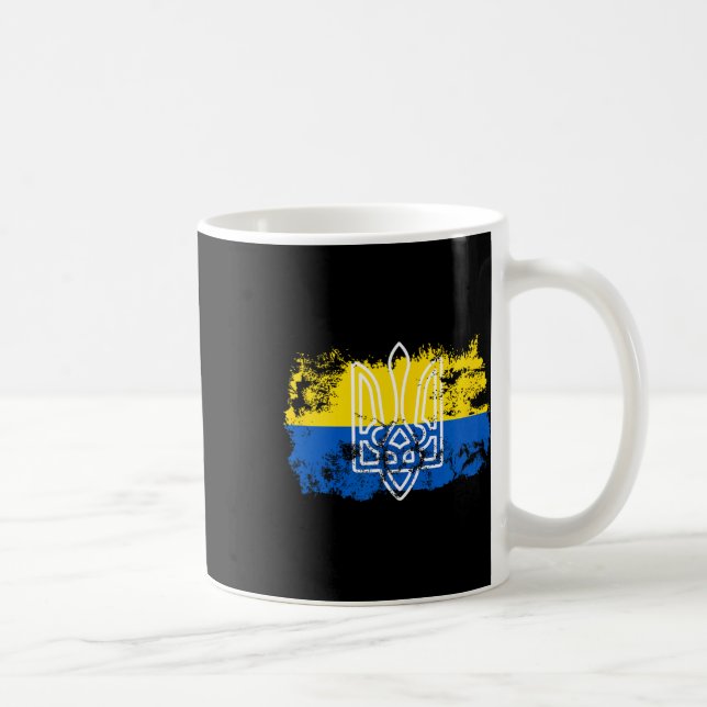 Caneca De Café Tryzub Fica Unido Com a Ucrânia Tridente Ucraniano (Direita)
