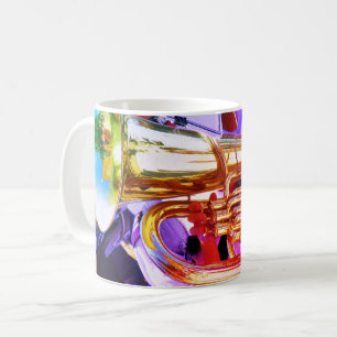 Caneca De Café Tuba brilhante banda filarmónica inclinada da
