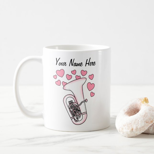 Caneca De Café Tuba - Músico Tubaist Brass, Mug, Casamento Person (Com Donut)