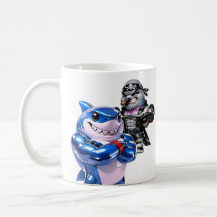 Caneca De Café Tubarão Azul Pombo Engraçado Fisiculturista Academ
