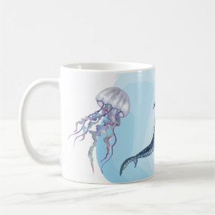 Caneca De Café Tubarão Baleia. Aquarela