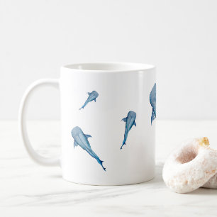 Caneca De Café Tubarão-baleia-aquarela