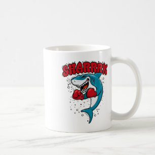 Caneca De Café Tubarão Baleia Boxeando Engraçado Com Luvas Vermel