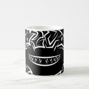 Caneca De Café Tubarão-branco-Excelente-tribal preto e branco