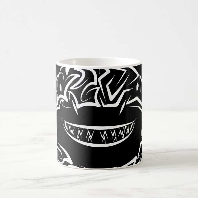Caneca De Café Tubarão-branco-Excelente-tribal preto e branco (Centro)
