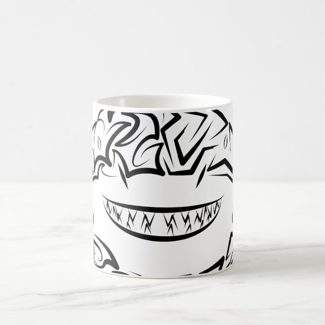 Caneca De Café Tubarão-branco-Excelente-tribal preto e branco (Centro)