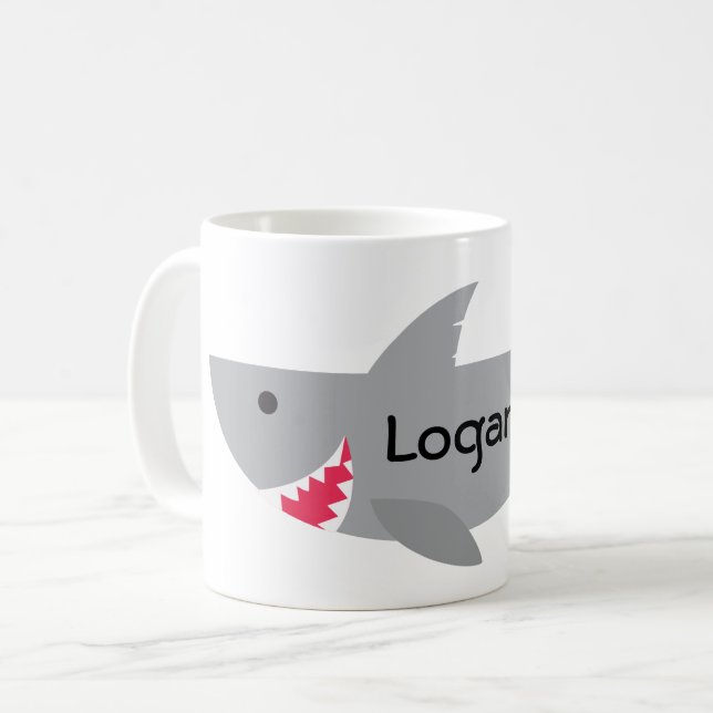 Caneca De Café Tubarão Cinza (Frente Esquerda)