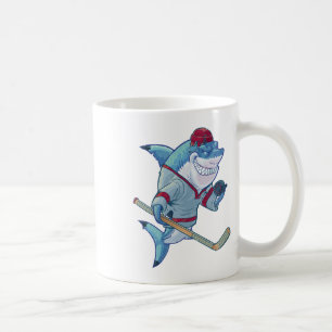 Caneca De Café Tubarão de Hóquei Com Capacete de Stick Puck Tubar
