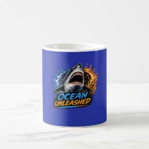 Caneca De Café Tubarão desencadeado pelo oceano – Salpico arrojad